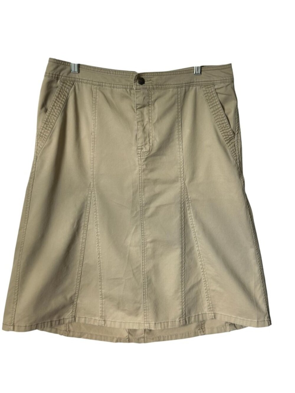 Bandolino Blu Womens Skirt Size 14 Khaki A-Line Safari w Pockets Flare Vtg 90s